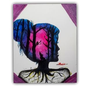 Galaxy girl acrylic painting